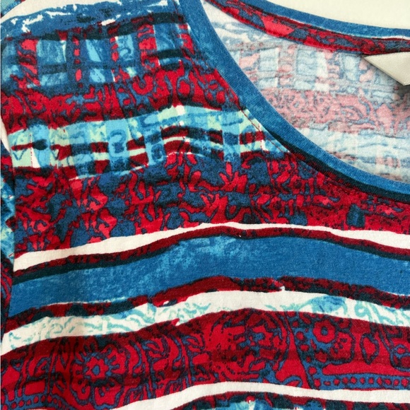 CJ Banks Red and Blue Patterned Top - Picture 3 of 6